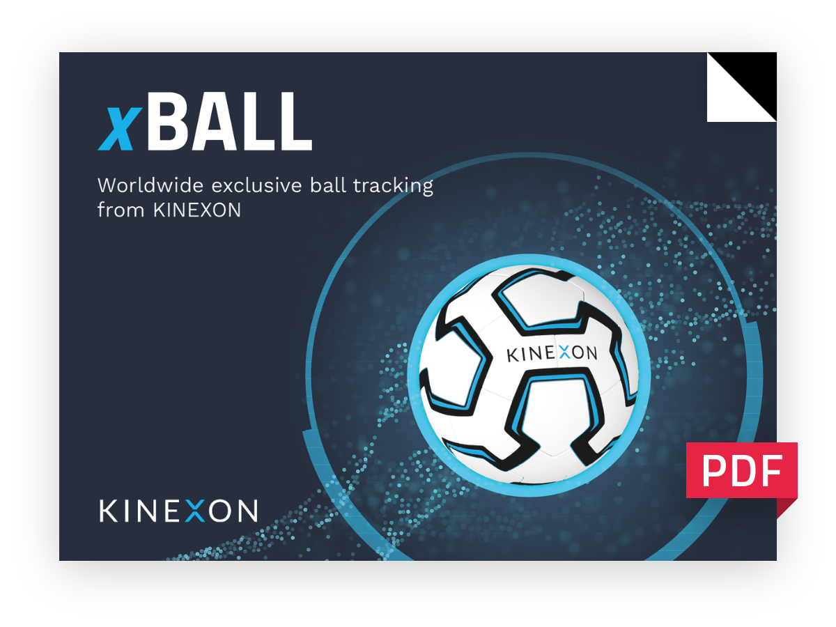 A graphic of the different types of ball data that KINEXON Sports can measure, such as position, speed, distance, spin, and impact.