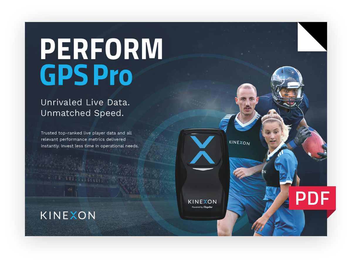 GPS player tracking system like KINEXON's GPS Pro can track player metrics in many outdoor sports including football, soccer, rugby, and field hockey.