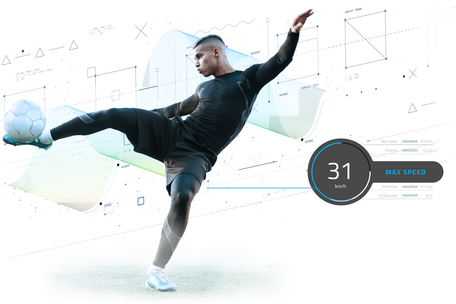 Kinexon Sports Soccer Player with Speed Display